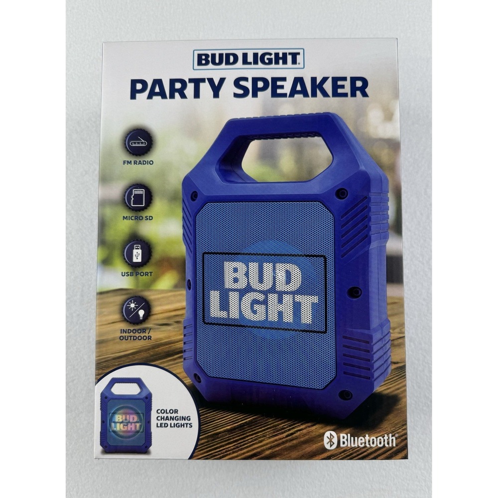 Bud‎ Light Bluetooth Party Speaker Wireless Color-Changing LED New